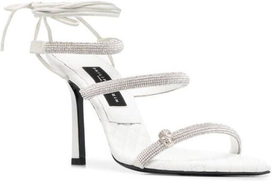 Philipp Plein crystal-embellished 105mm strappy sandals White