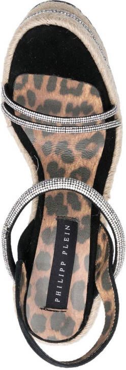 Philipp Plein crystal-embellished 145mm wedge sandals Black