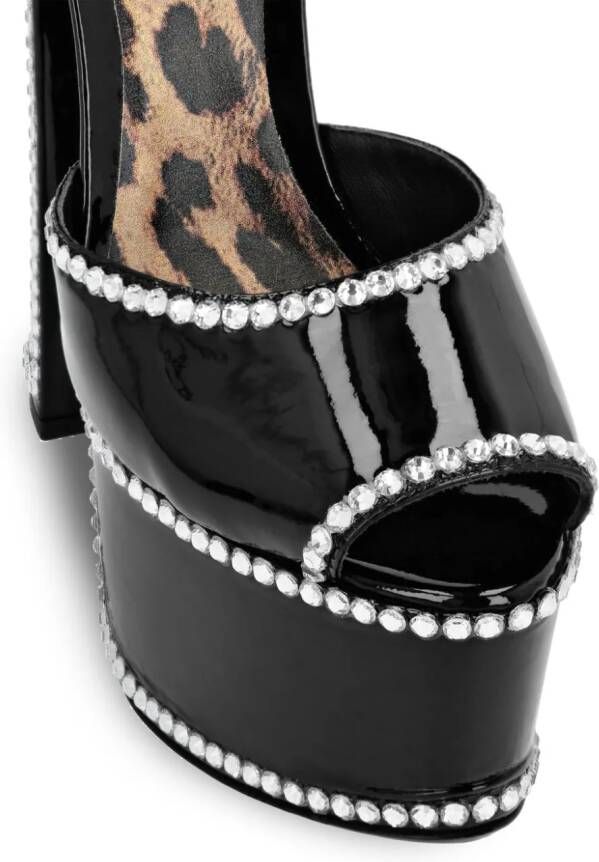 Philipp Plein crystal-embellished heeled platform sandals Black