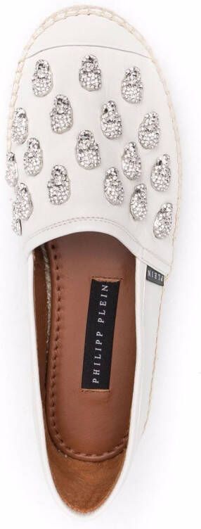 Philipp Plein crystal-embellished leather espadrilles White