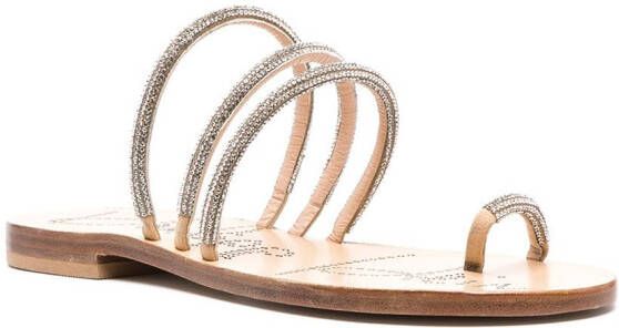 Philipp Plein crystal-embellished leather sandals Neutrals