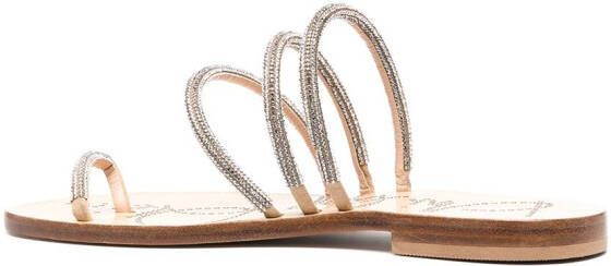 Philipp Plein crystal-embellished leather sandals Neutrals