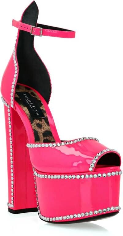 Philipp Plein crystal-embellished leather sandals Pink