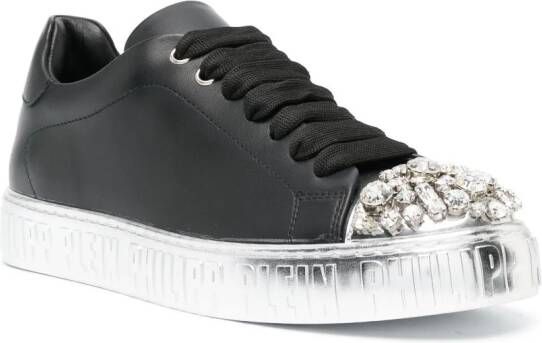 Philipp Plein crystal-embellished leather sneakers Black