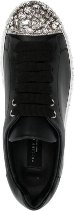 Philipp Plein crystal-embellished leather sneakers Black