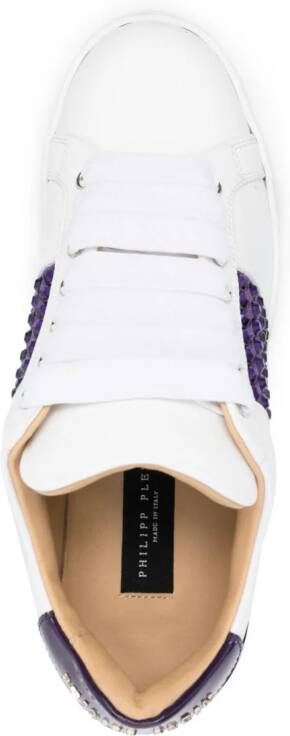 Philipp Plein crystal-embellished low-top leather sneakers White