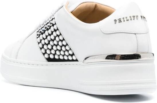Philipp Plein crystal-embellished low-top leather sneakers White