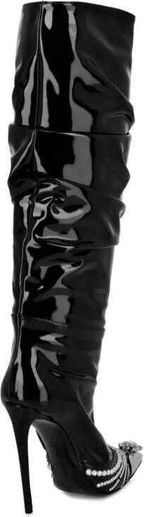 Philipp Plein crystal-embellished patent leather boots Black