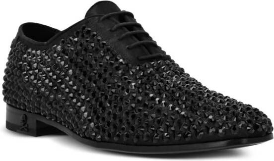 Philipp Plein crystal-embellished satin Oxford shoes Black