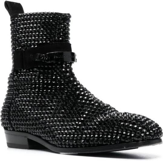 Philipp Plein crystal-embellished suede boots Black