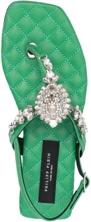 Philipp Plein Crystal Skull embellished sandals Green