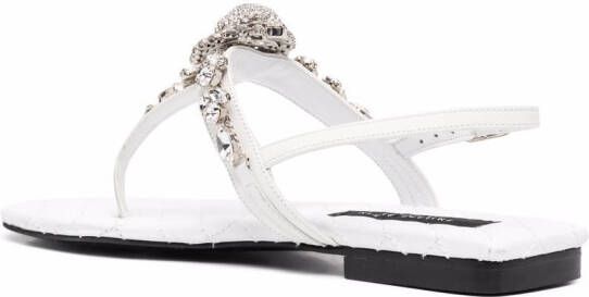 Philipp Plein crystal-skull flat sandals White
