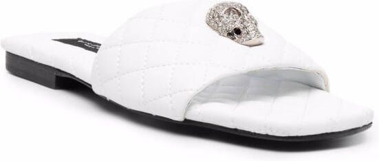 Philipp Plein crystal-skull flat sandals White