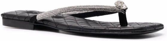 Philipp Plein crystal skull flip flops Black