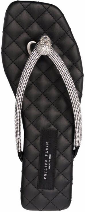 Philipp Plein crystal skull flip flops Black