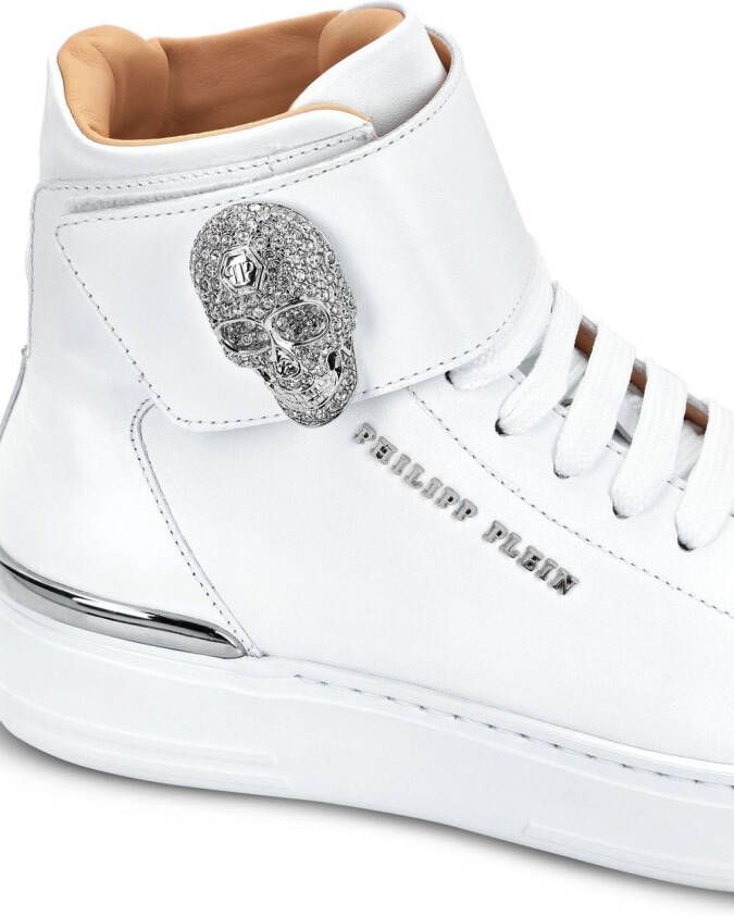Philipp Plein crystal-skull high-top sneakers White