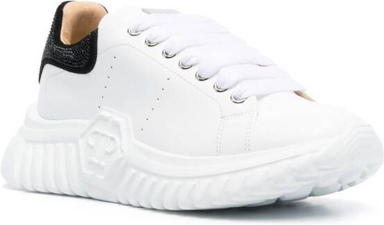 Philipp Plein crystal-skull lace-up sneakers White