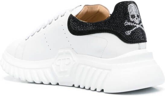 Philipp Plein crystal-skull lace-up sneakers White