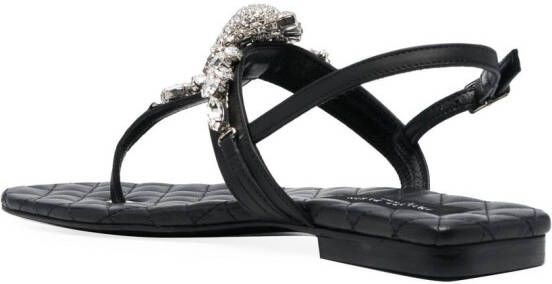 Philipp Plein crystal-skull leather sandals Black
