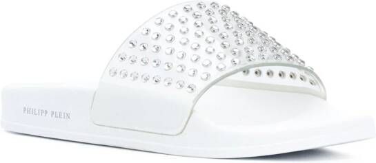Philipp Plein crystal studded sandals White