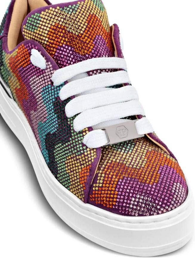 Philipp Plein Crystal Waves Rainbow suede sneakers Orange