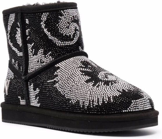 Philipp Plein embellished flat boots Black