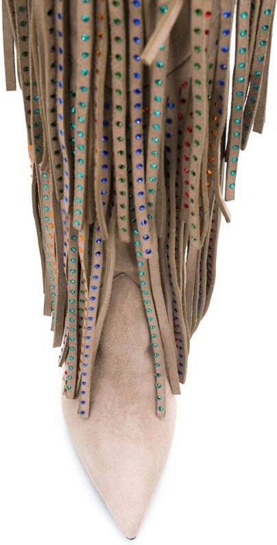 Philipp Plein embellished fringed boots Neutrals