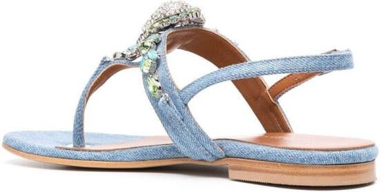 Philipp Plein embellished thong strap sandals Blue
