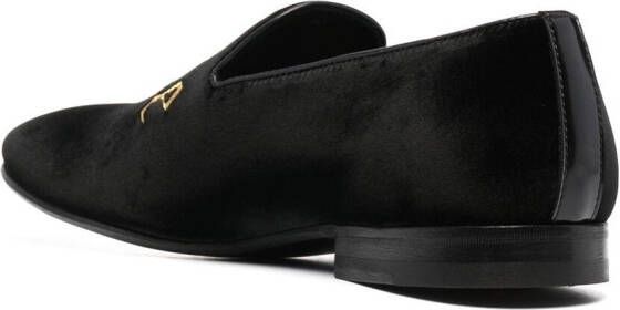 Philipp Plein embroidered velvet loafers Black