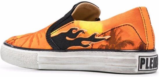 Philipp Plein flame print slip-on sneakers Orange