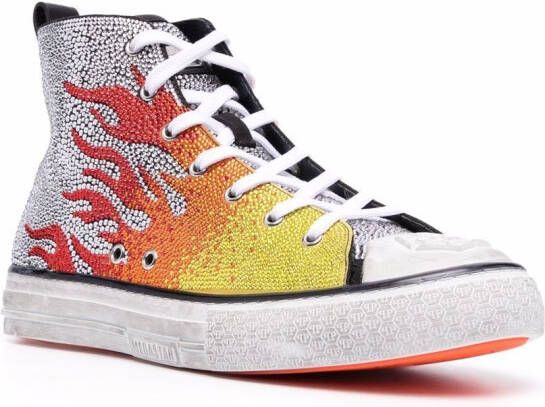 Philipp Plein Flames Megastar high-top sneakers Silver