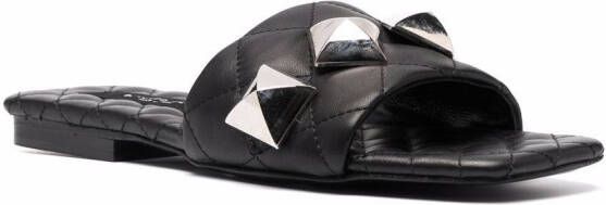Philipp Plein flat studded matelassè sandals Black