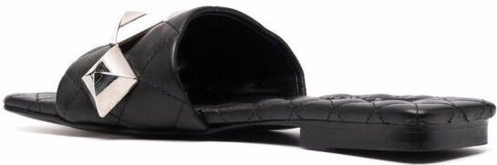 Philipp Plein flat studded matelassè sandals Black