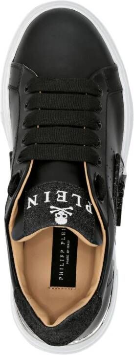 Philipp Plein Glitter Lo-Top leather sneakers Black