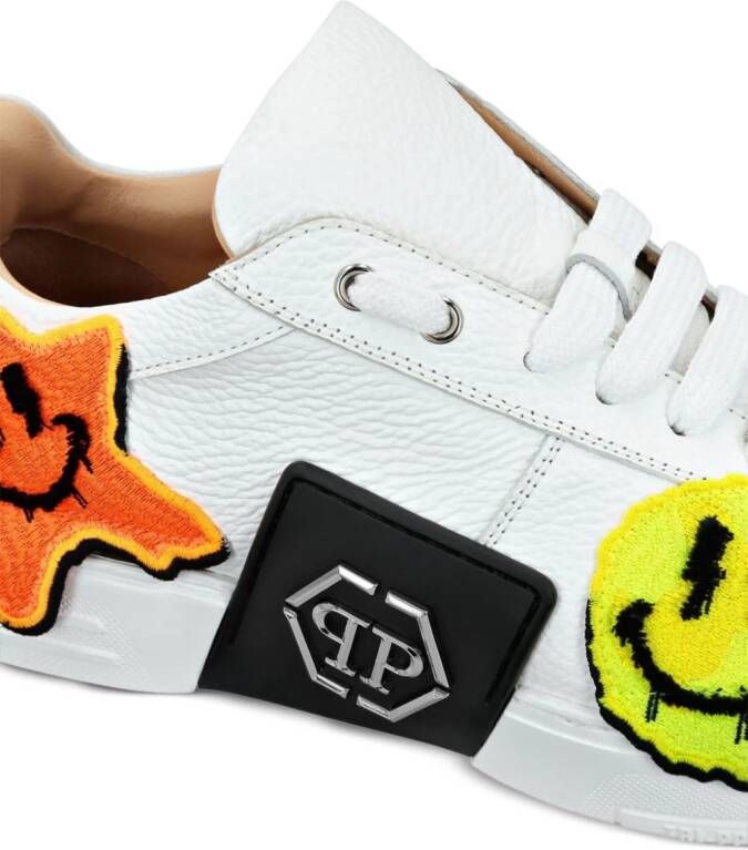 Philipp Plein graffiti-embroidered lace-up sneakers White