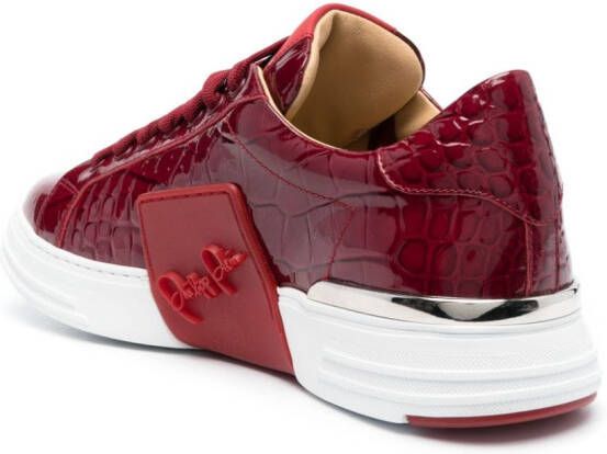 Philipp Plein Hexagon crocodile-effect sneakers Red