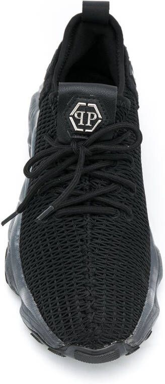 Philipp Plein hexagon logo knit sneakers Black