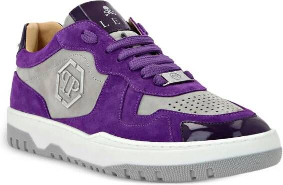 Philipp Plein Hexagon panelled low-top sneakers Purple