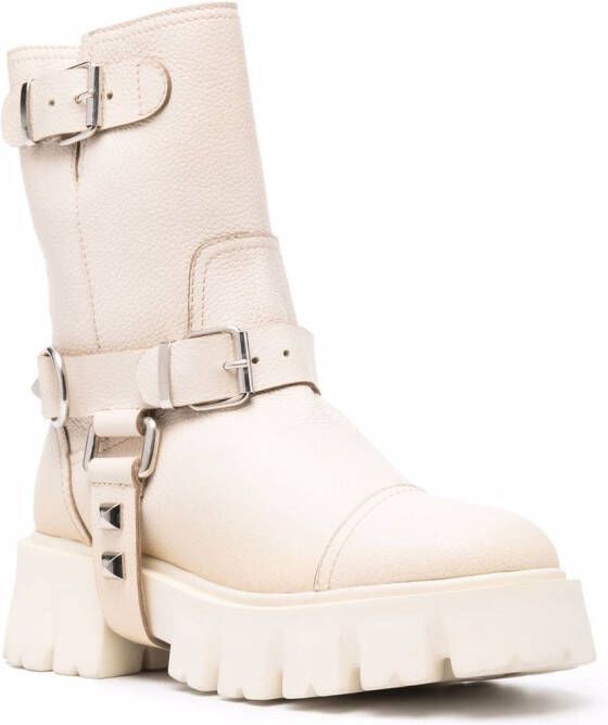 Philipp Plein Iconic Plein studded chunky boots Neutrals