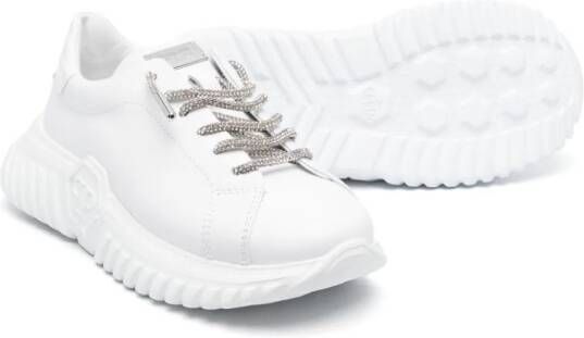 Philipp Plein Junior branded heel-counter low-top sneakers White