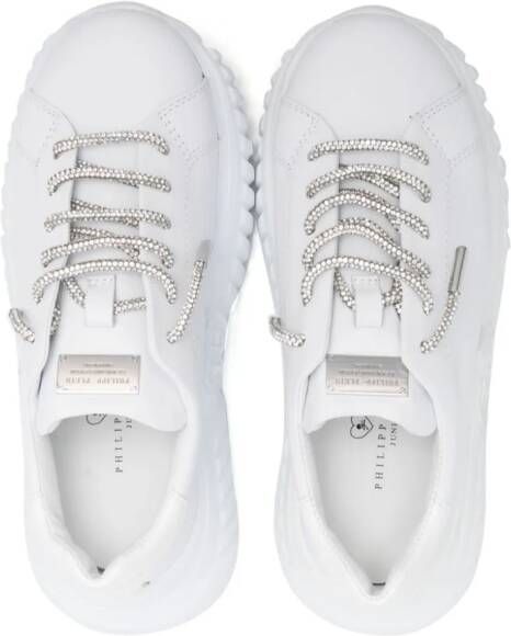 Philipp Plein Junior branded heel-counter low-top sneakers White