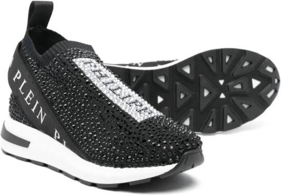 Philipp Plein Junior crystal-embellished slip-on sneakers Black