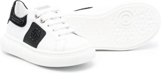 Philipp Plein Junior logo-patch lace-up sneakers White