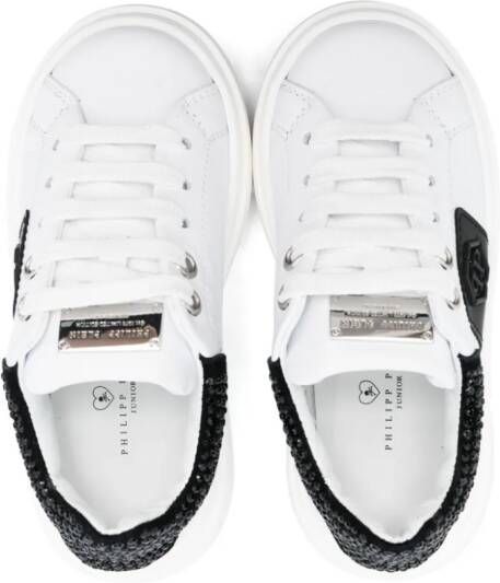 Philipp Plein Junior logo-patch lace-up sneakers White