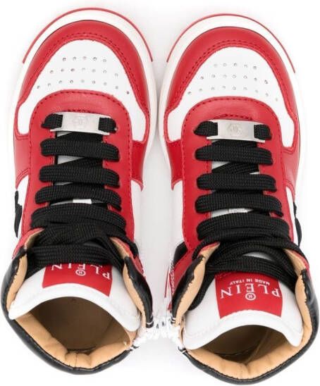 Philipp Plein Junior Skull-embroidery high-top sneakers Red