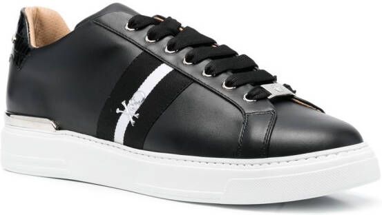 Philipp Plein leather low-top stripe sneakers Black