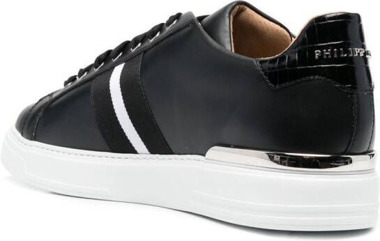 Philipp Plein leather low-top stripe sneakers Black