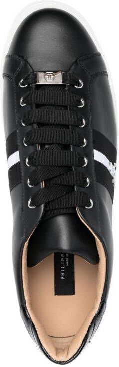 Philipp Plein leather low-top stripe sneakers Black