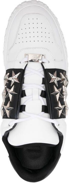 Philipp Plein leather star studded sneakers White