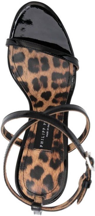 Philipp Plein Leopard 115mm skull-embellished sandals Black